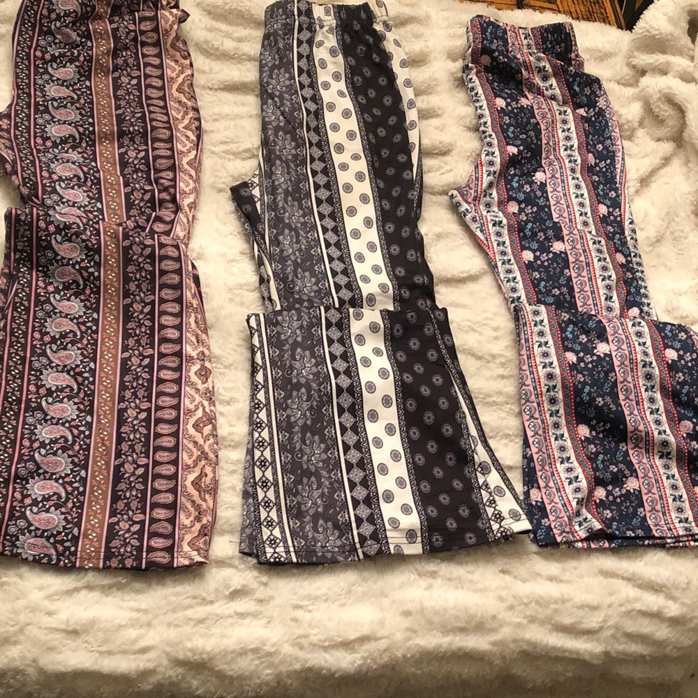 Chic Paisley and Stripe Kids Pants Trio